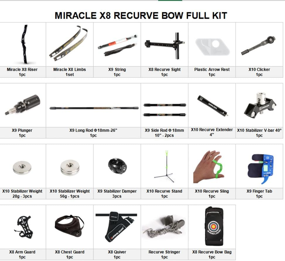 Sanlida Miracle X8 Recurve Bow accessories